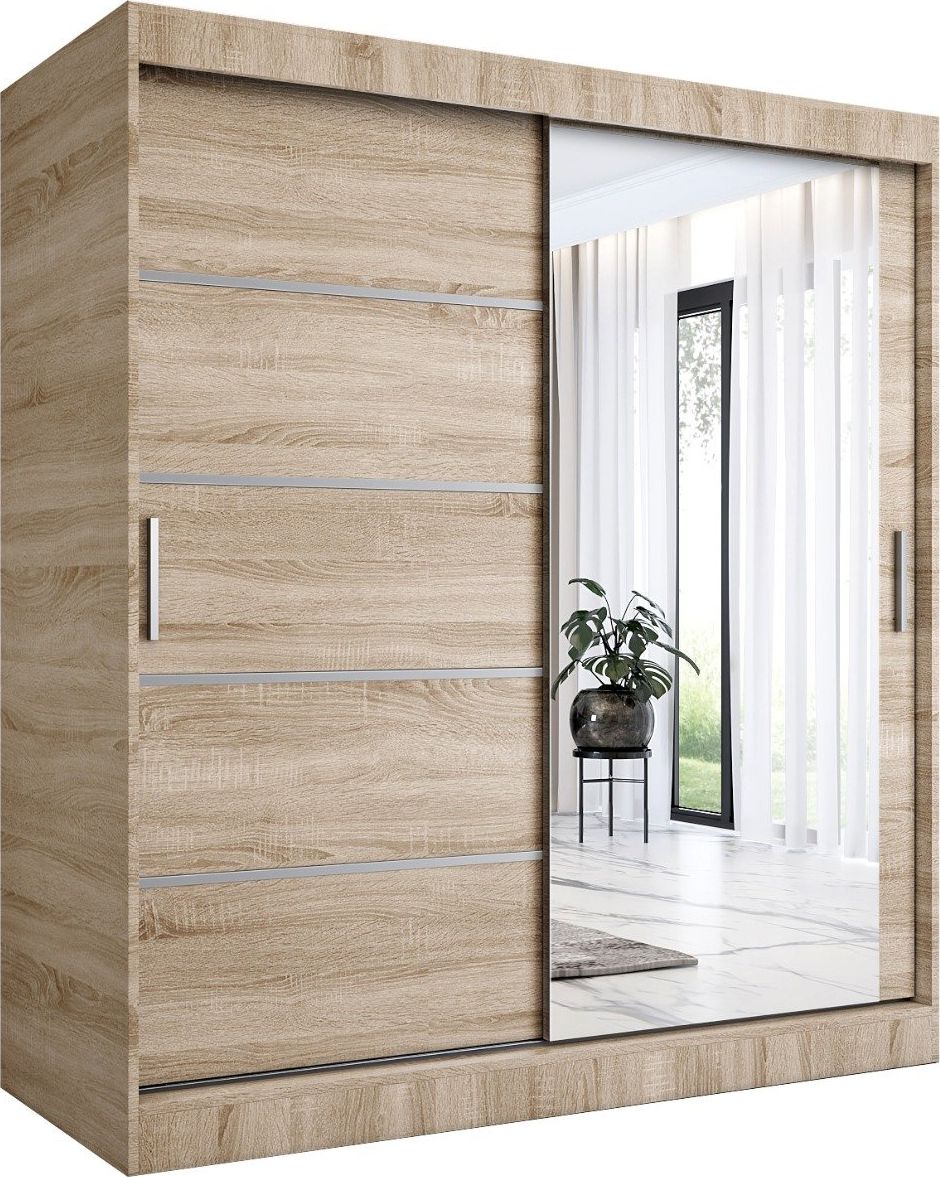 MKPOL Szafa przesuwna MODUO COMFORT 2 180 dąb sonoma z lustrem