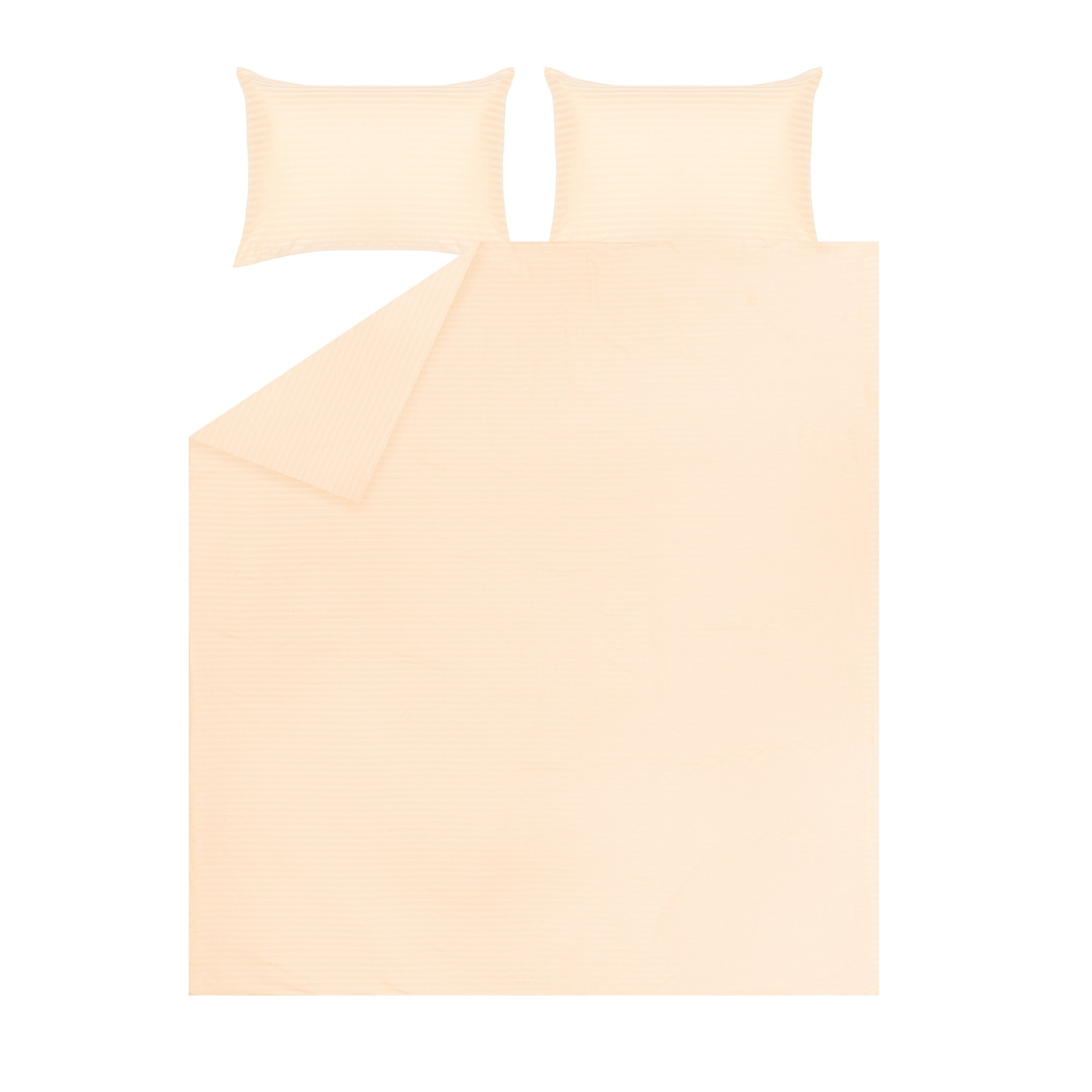 BED COV SET Striped Beige SATEEN 160x200