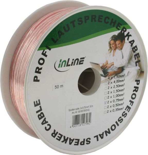 Przewód InLine Głośnikowy, 50, Przezroczysty (98150T)