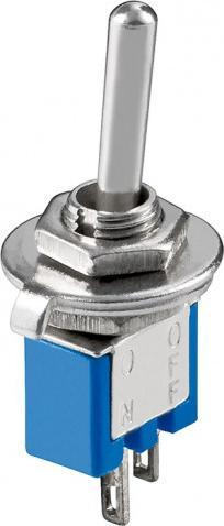 Goobay Przełącznik przełączny subminiaturowy, ON - OFF, 2 styki, niebieska obudowa