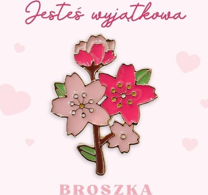 Broszka na prezent z czterema różowymi kwiatami