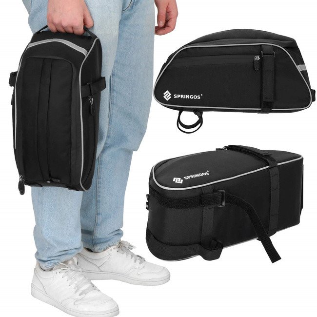 Torba rowerowa na bagażnik, sakwa 12l czarna UNIWERSALNY