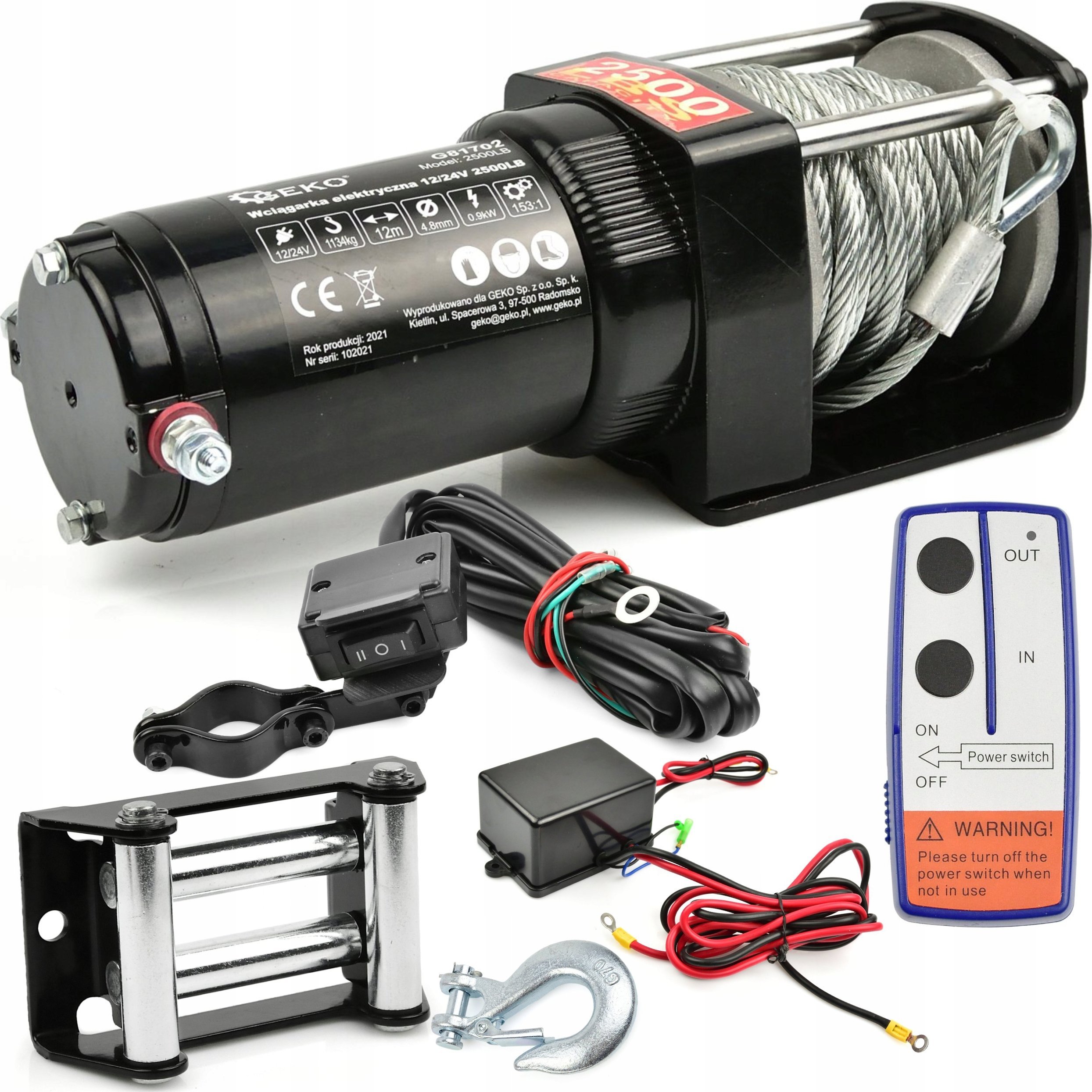 Geko Wyciągarka elektryczna 12V 2500LB (2)