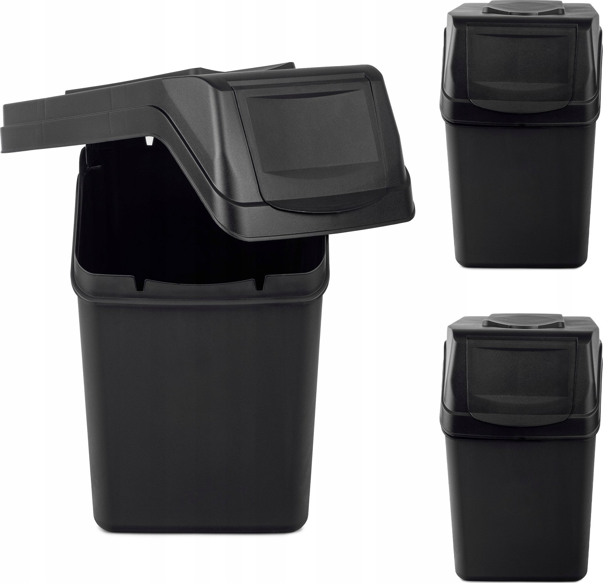 Kosz na śmieci Kadax 3x KADAX Zestaw Koszy Na Śmieci 25L Segregacji Odpadów Z Naklejkami Kubły