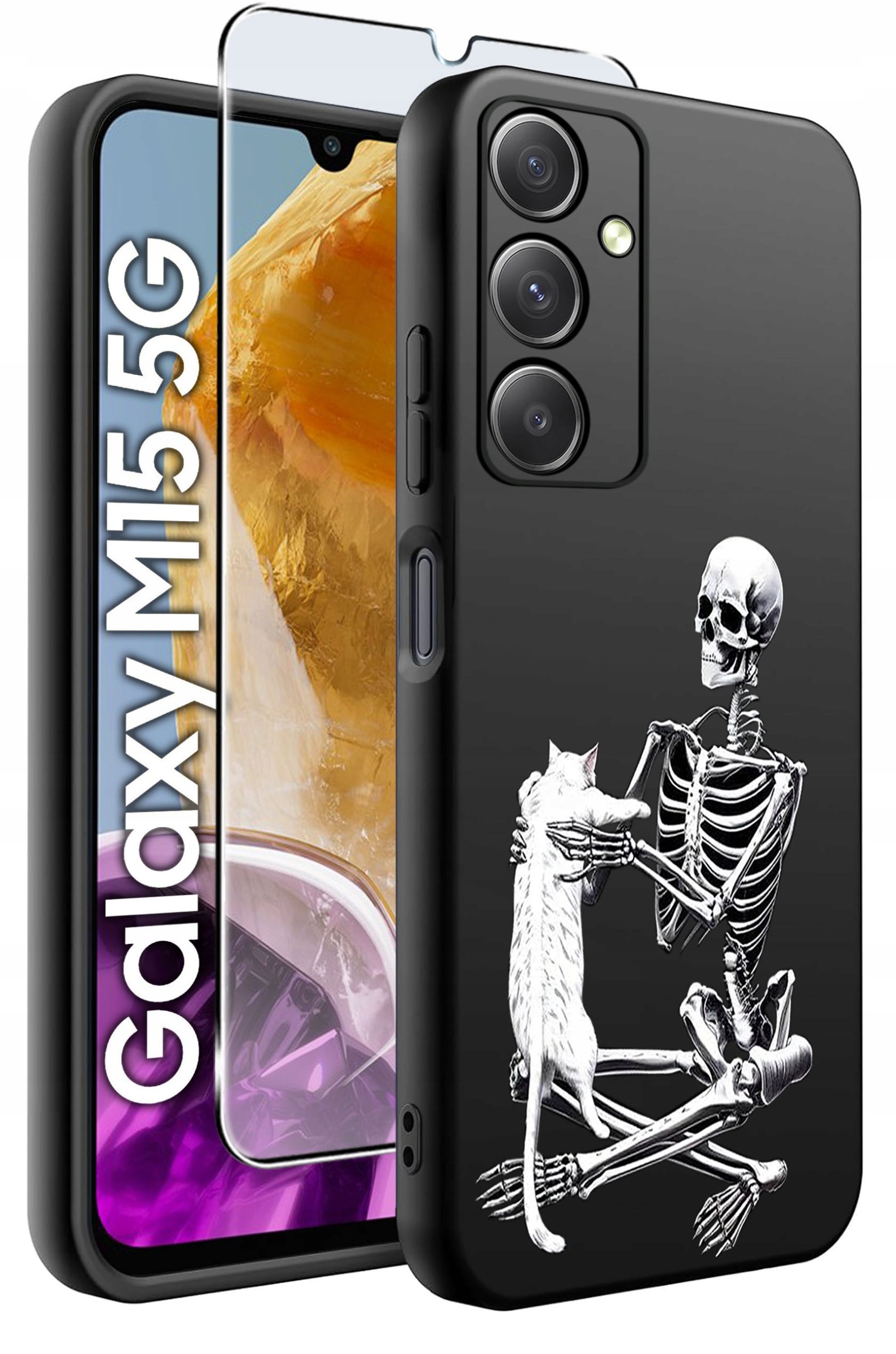 ETUI do Samsung M15 5G WZORY | SILIKONOWE MATT CASE + SZKŁO HARTOWANE 9H