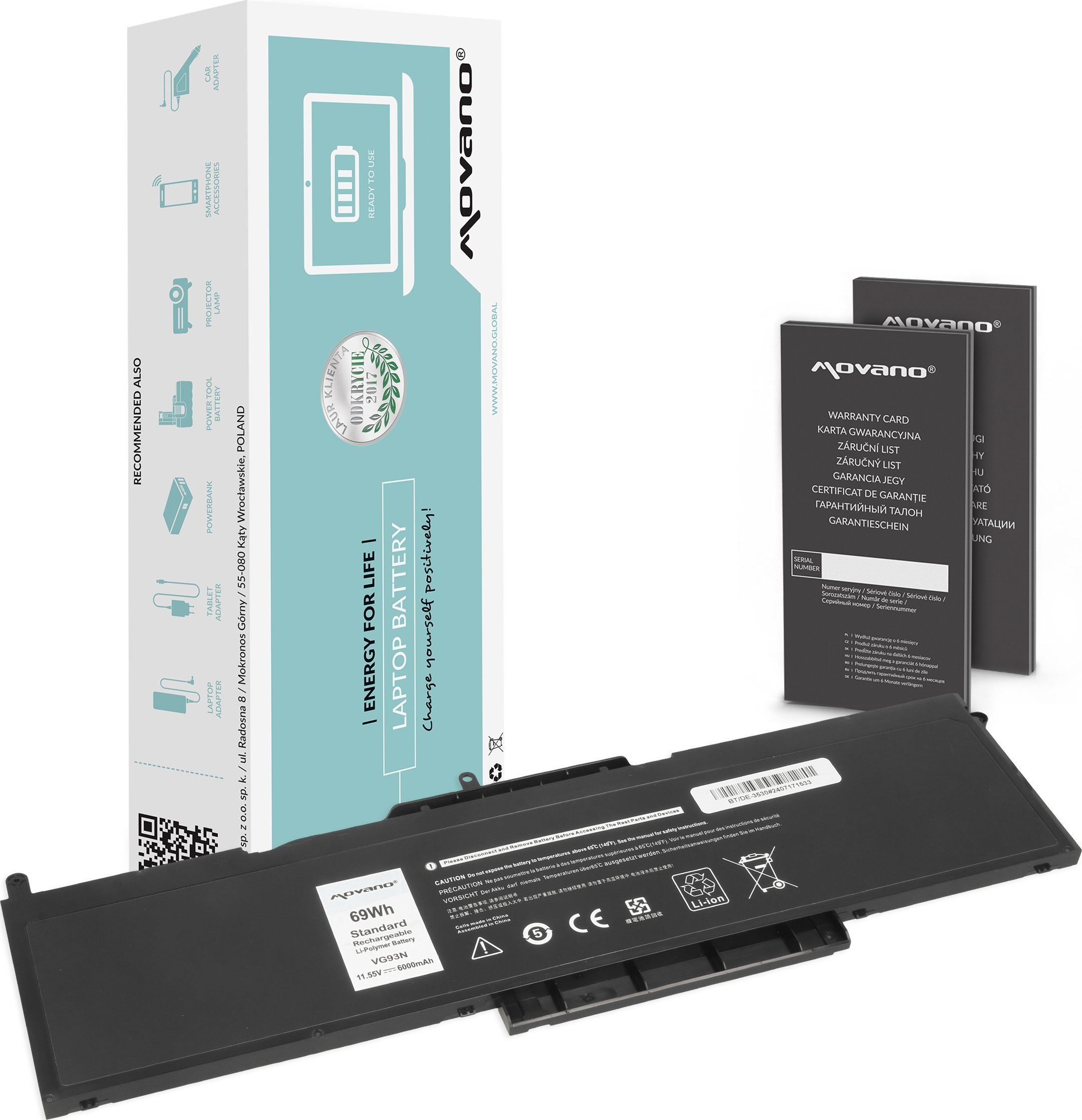 Bateria Movano Bateria Movano do Dell Latitude 15 (5580), Precision 3520, 3530