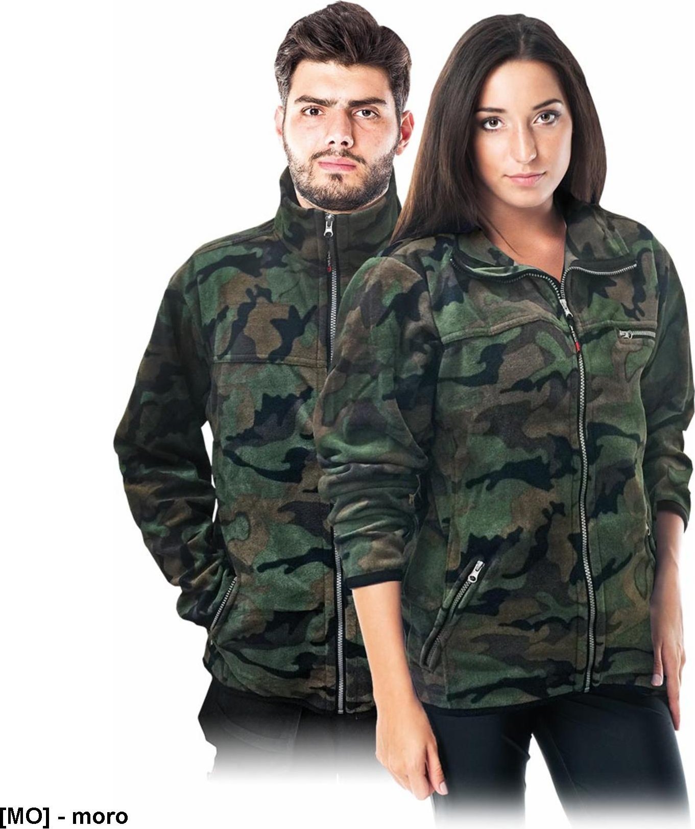 R.E.I.S. POLAR-HONEY - bluza, miły w dotyku krótko strzyżony polar, 100% poliester 290 g/m2, suwak, 3 zasuwane kieszenie - moro S