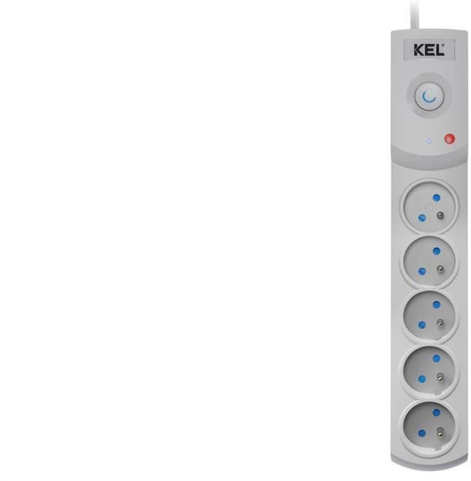 Przedłużacz przeciwprzepięciowy professional 5 gniazd 5m 10A 230V 2300W szary W-100036