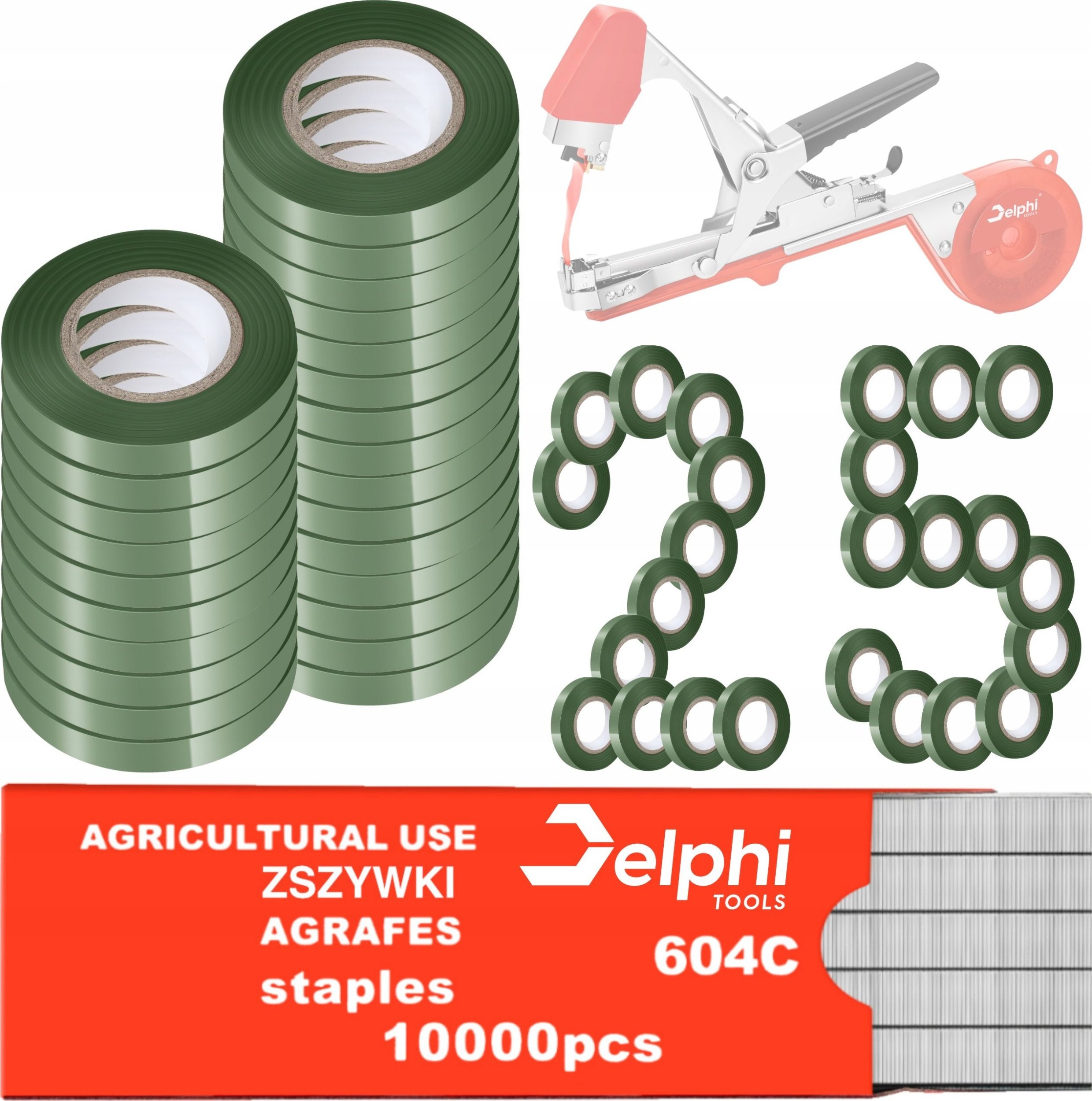 Delphi Tools 25x TAŚMA ZSZYWKI 604C Do TAPENERA OGRODNICZEGO ZSZYWACZA DO ROŚLIN TAPENER