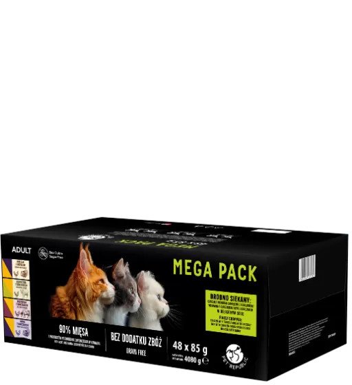 PetRepublic karma mokra dla kotów kawałki w delikatnym sosie MIX mięsnych smaków 48x85g