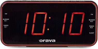 Radiobudzik Orava Orava radiobudík s velkým červeným LED displejem, funkce SNOOZE, SLEEP, DIMMER, nabíjení externího zařízení