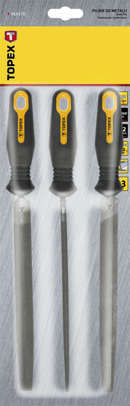 Topex Pilniki do metalu 200mm zestaw 3szt. 06A130