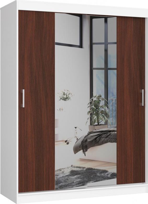 Fabryka Mebli Akord SZAFA PRZESUWNA 150 cm CLP Z LUSTREM BIAŁA / WENGE