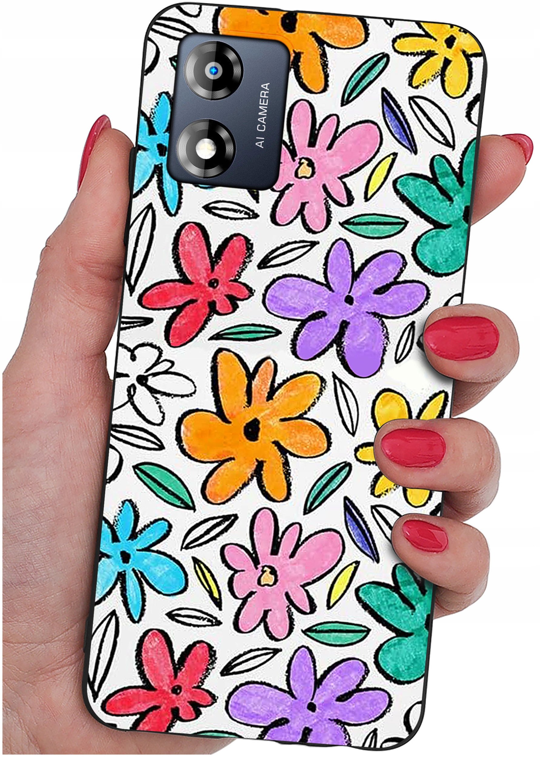 Etui do Motorola Moto E13 WZORY |SILIKONOWE MATT CASE + SZKŁO 9H