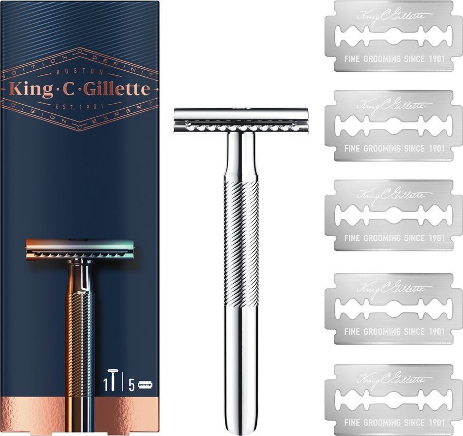 Maszynka do golenia + ostrza zapasowe King C Gillette Double Edge Safety Razor