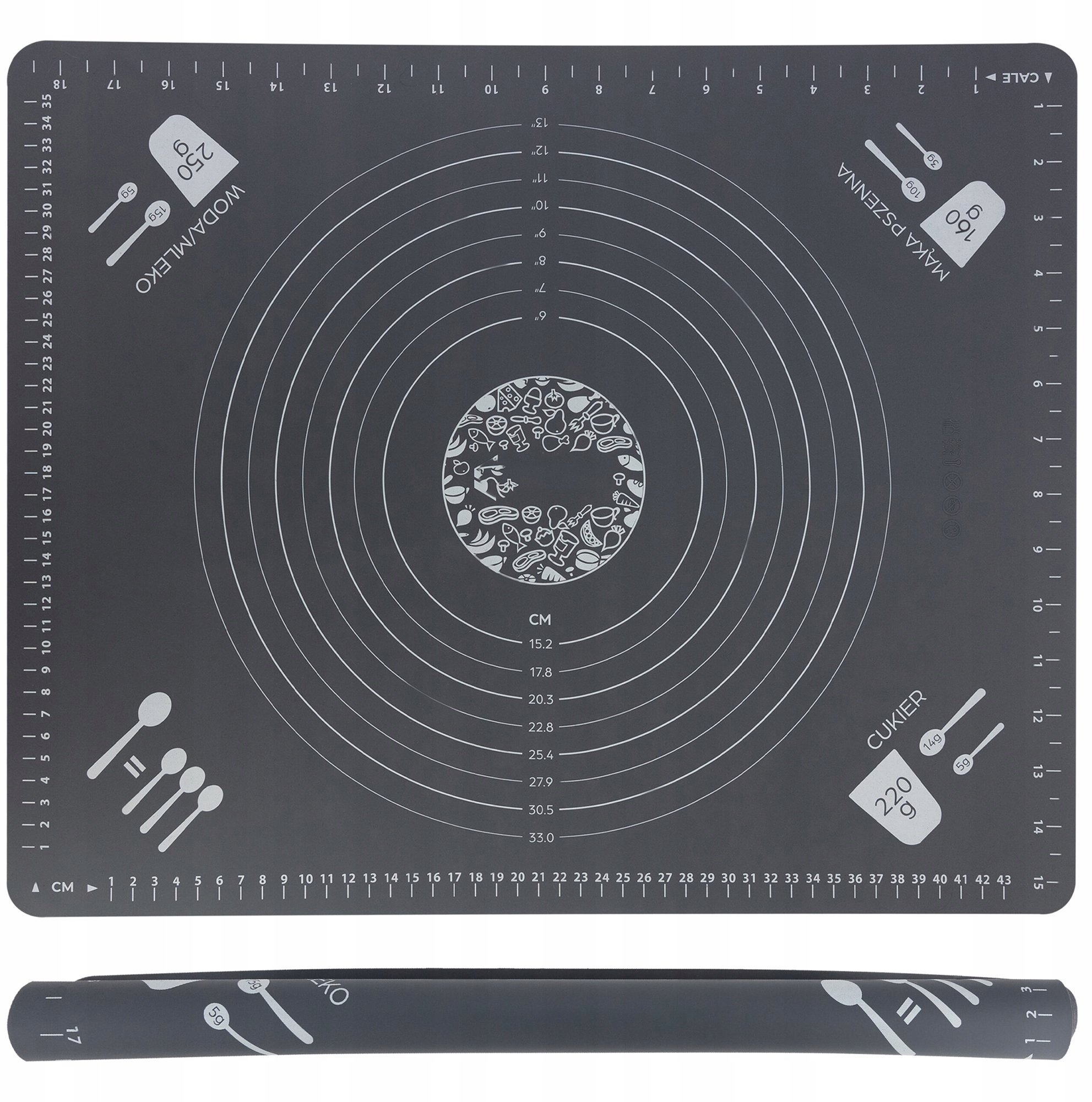 STOLNICA SILIKONOWA MATA DUŻA PODKŁADKA DO CIASTA KUCHENNA PODZIAŁKA MIARA