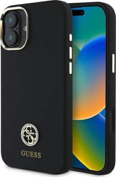 Guess Guess GUHCP16SM4DGPK iPhone 16 6.1" czarny/black hardcase Silicone Logo Strass 4G