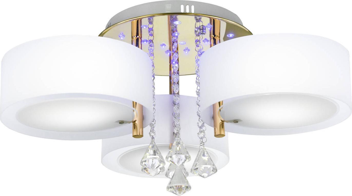 Lampa sufitowa Mdeco LAMPA sufitowa ELMDRS8006/3 TR GL MDECO glamour OPRAWA crystal z pilotem złota biała
