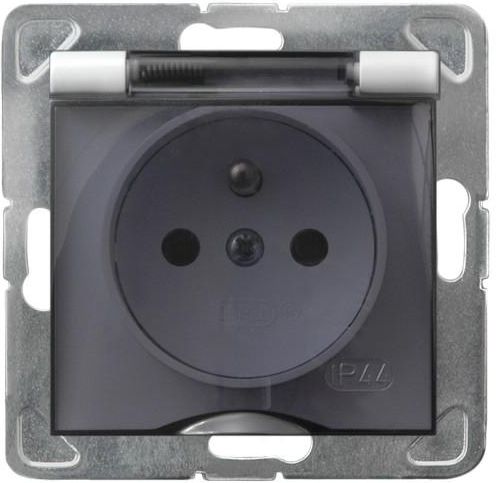 Ospel Gniazdo Impresja bryzgoszczelne z uziemieniem IP-44 białe wieczko przezroczyste (GPH-1YZ/m/00/d)