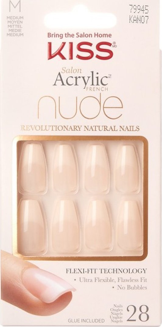 Kiss Salon Acrylic French Nude Sztuczne paznokcie Leilani (M) 28szt.