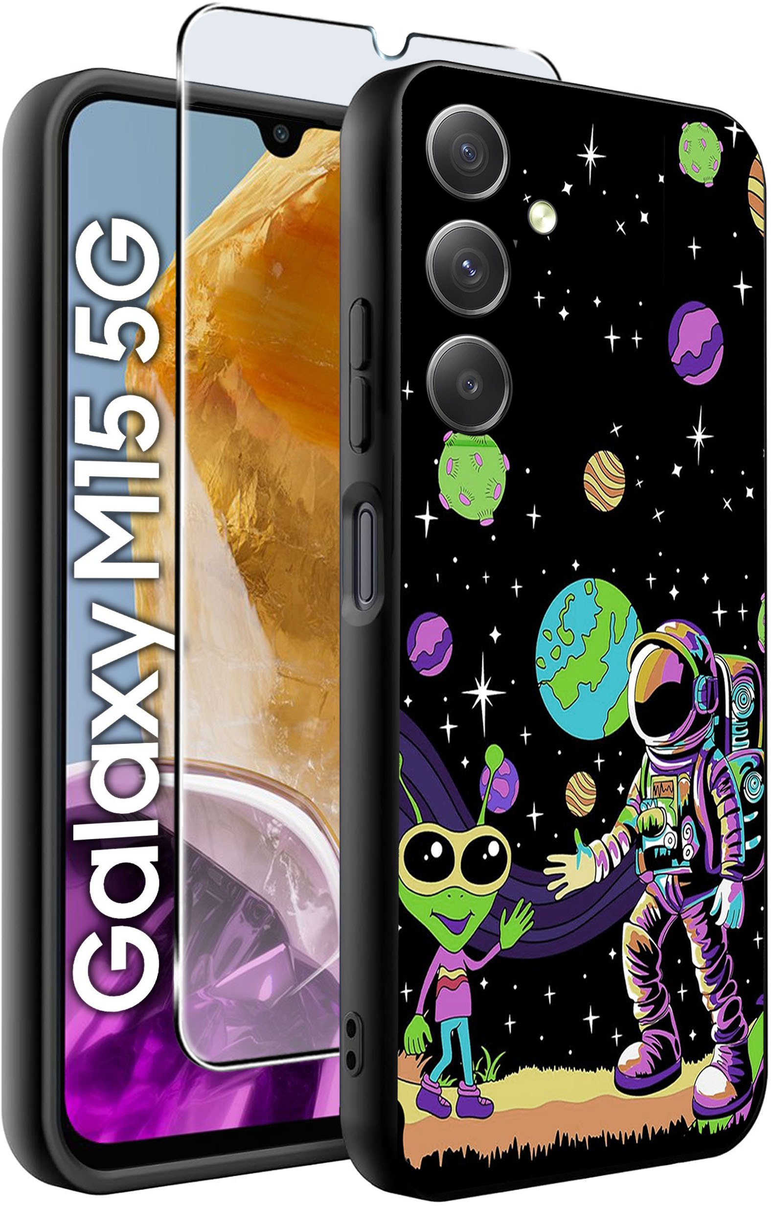 ETUI do Samsung M15 5G WZORY | SILIKONOWE MATT CASE + SZKŁO HARTOWANE 9H