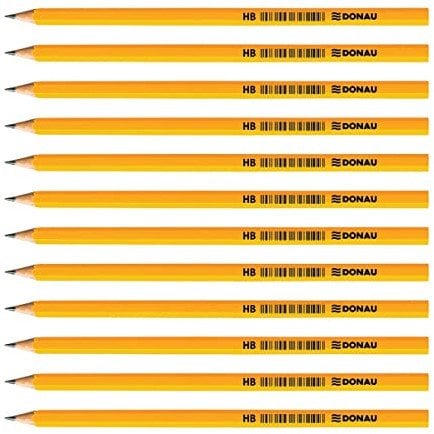 Ołówek drewniany DONAU, HB, lakierowany, żółty