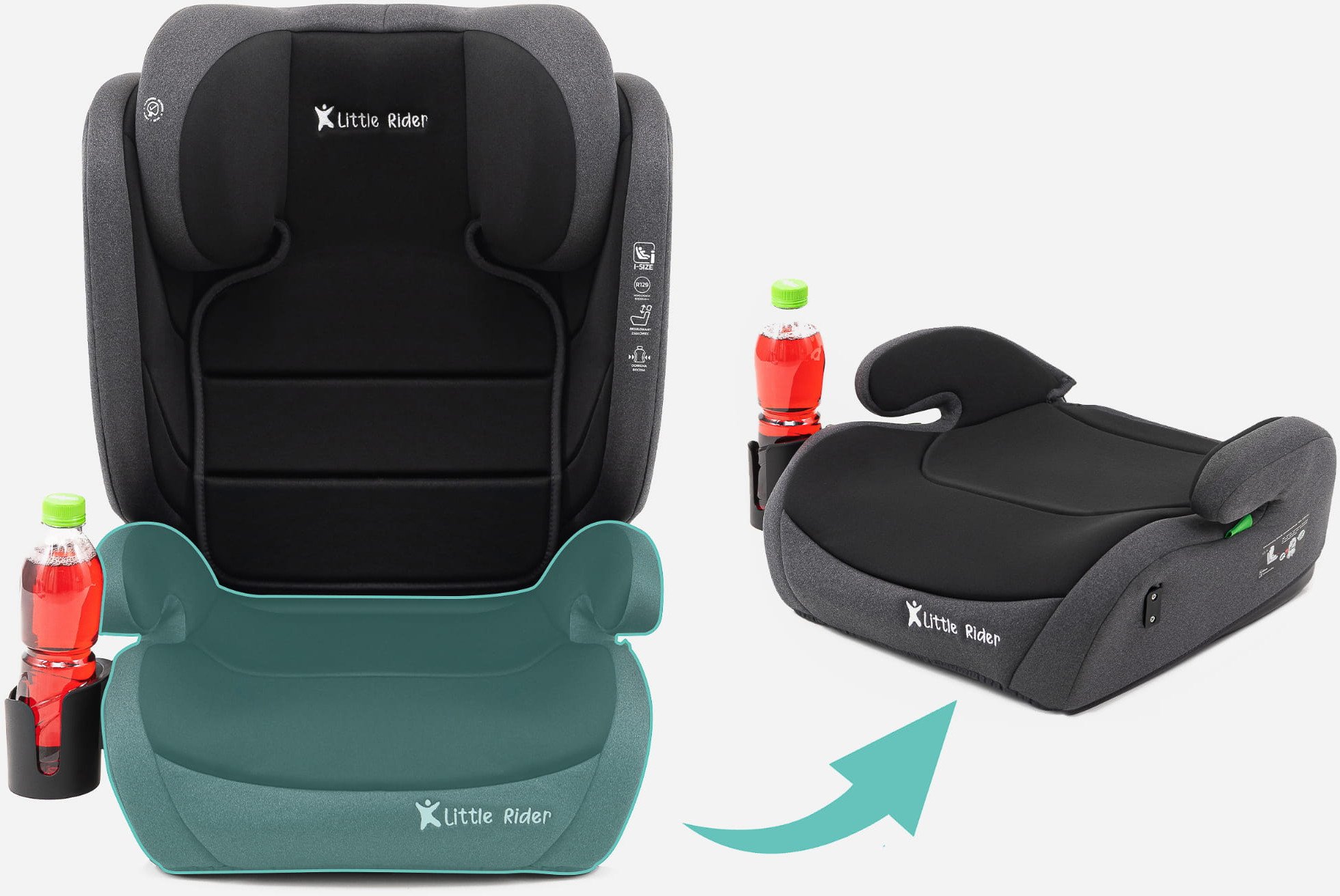 Fotelik samochodowy Monroe FOTELIK SAMOCHODOWY MODEL HUGO czarny-szary R129 100-150 CM