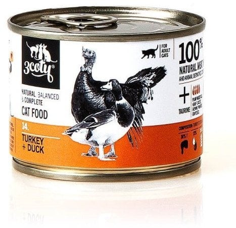 3Coty TURKEY + DUCK for Adult cats 180g