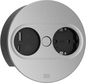Bachmann BACHMANN TWIST 2 1xCEE7/3 1xUSB A/C 22W 0.2m GST18 srebrny okrągły