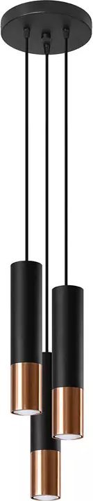 Lampa wisząca Lumes Czarno-miedziana lampa wisząca 3 tuby - EXX247-Loper