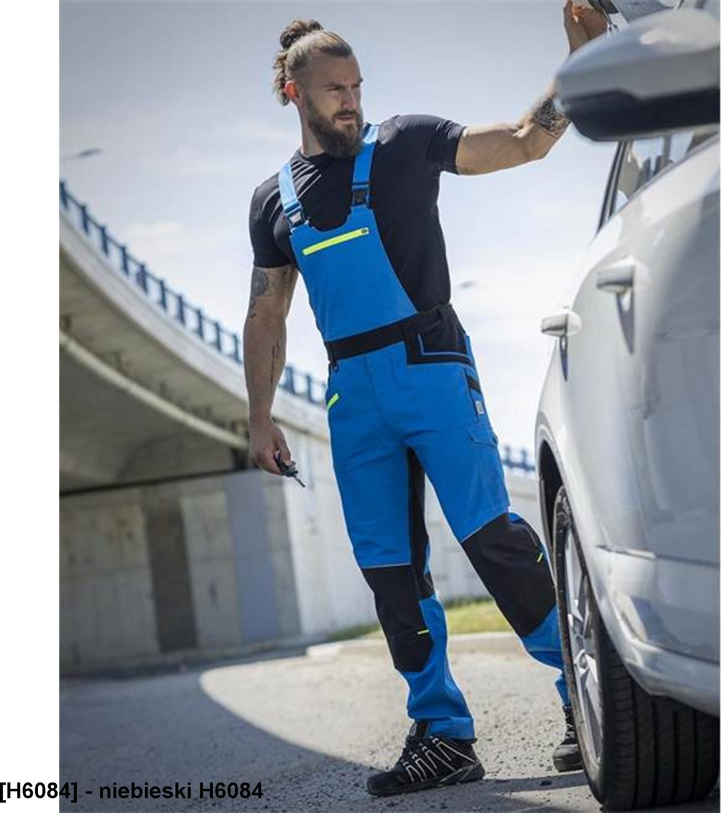 Ardon ARDON 4Xstretch - spodnie robocze ogrodniczki stretch, dużo praktycznych kieszeni + na nakolanniki, d-ring, oddychający - niebieski H6084 58