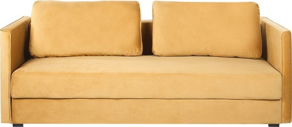 Beliani Sofa rozkładana welurowa żółta EKSJO