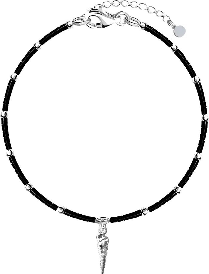 Radziszewska Jewellery Bransoletka na nogę z koralikami Muszelka srebro