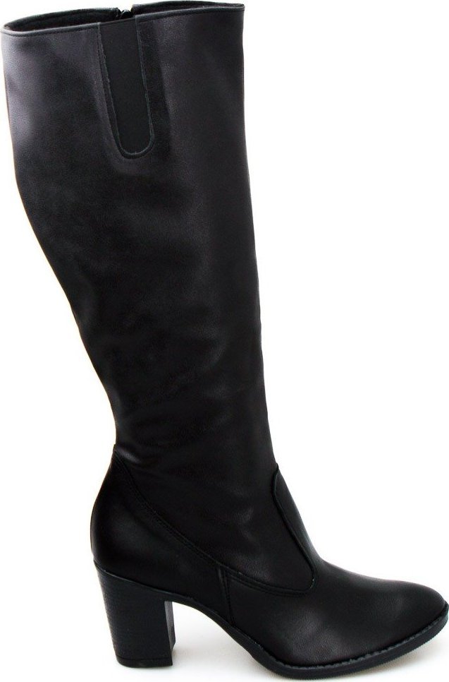 Optimo Kozaki do połowy łydki ocieplane skóra eko i naturalna czarne Optimo-38