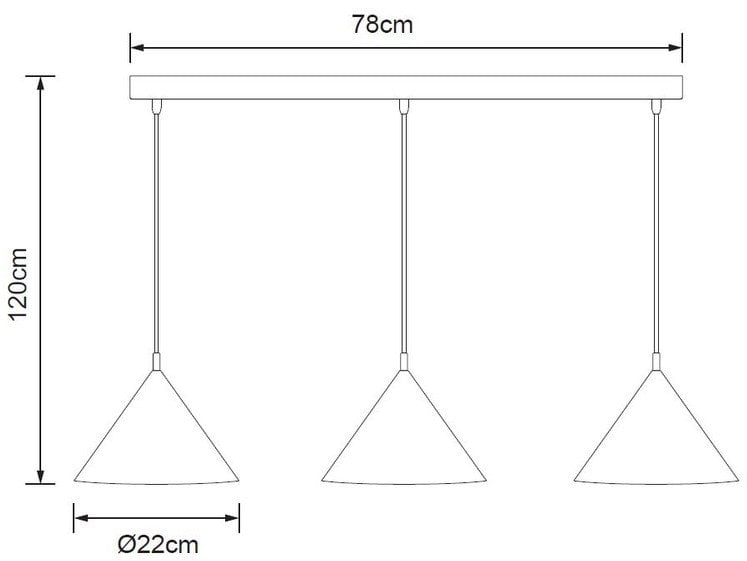 PENDANT LIGHT TRIANGLE 3XE27 BLACK