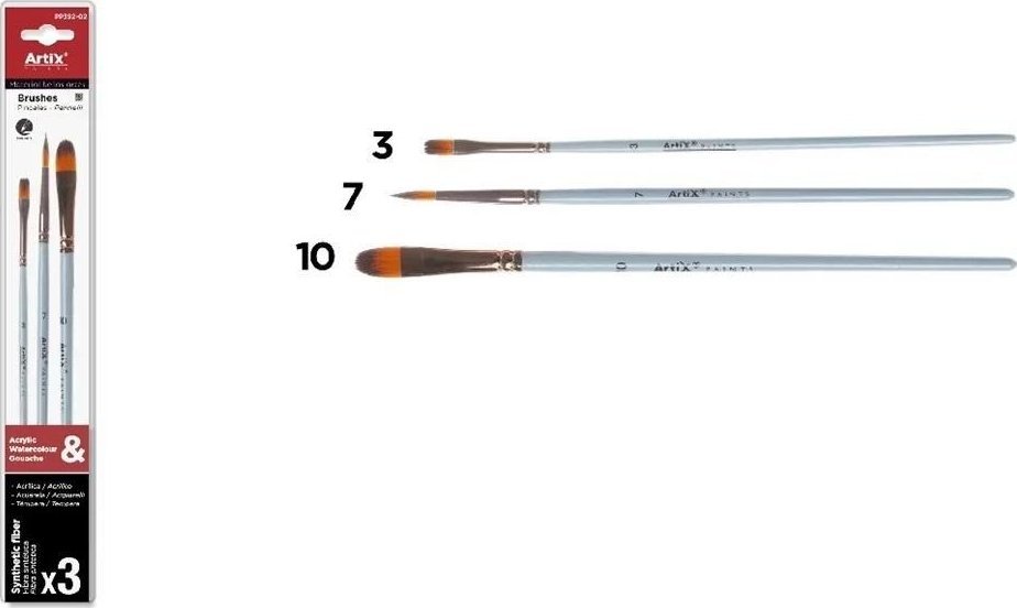 Pędzle syntetyczne zestaw 3szt