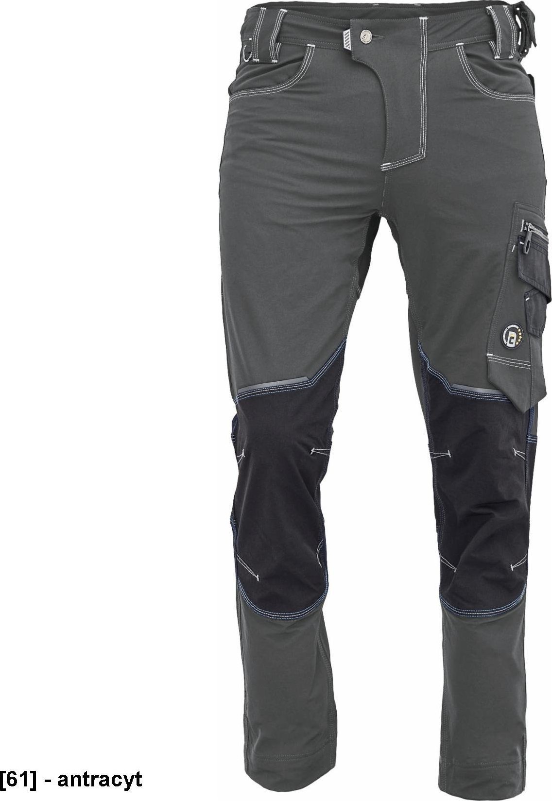 CERVA NEURUM PERFORMANCE spodnie - męskie spodnie robocze, elastyczny materiał TrifibetexPRO, 6 kieszeni, odblaski - antracyt 60
