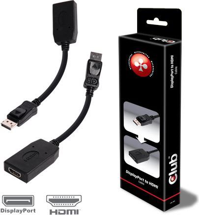 Kabel Club 3D DisplayPort - HDMI 0.2m czarny (CAC-1001)