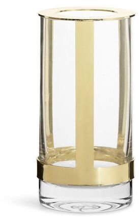 Wazon Sagaform, 8 x 15 cm, szkło/metal, złoty, pudełko prezentowe