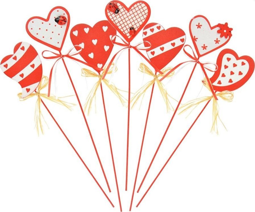 Drewniane serce na piku MIX