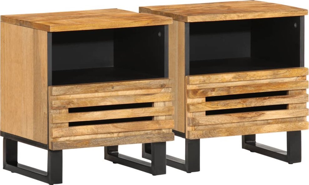 vidaXL Szafki nocne, 2 szt., 40x34x46 cm, lite surowe drewno mango