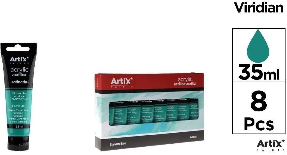 Farba akrylowa szmaragdowo-zielona 35ml (8szt)