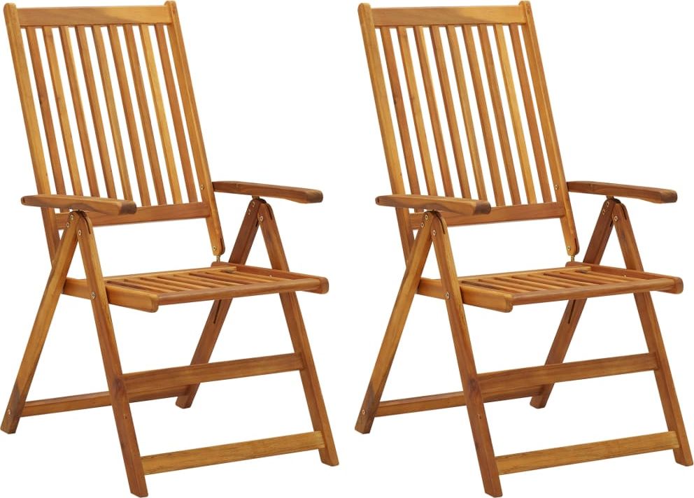 vidaXL Rozkładane krzesła ogrodowe z poduszkami, 2 szt., lita akacja