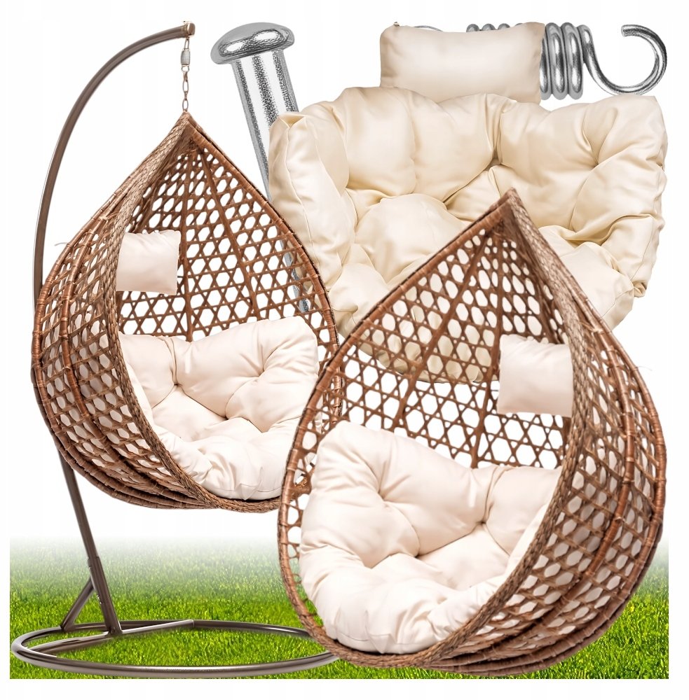 FOTEL WISZACY G422 BRĄZOWY Z POKROWCEM KANZA