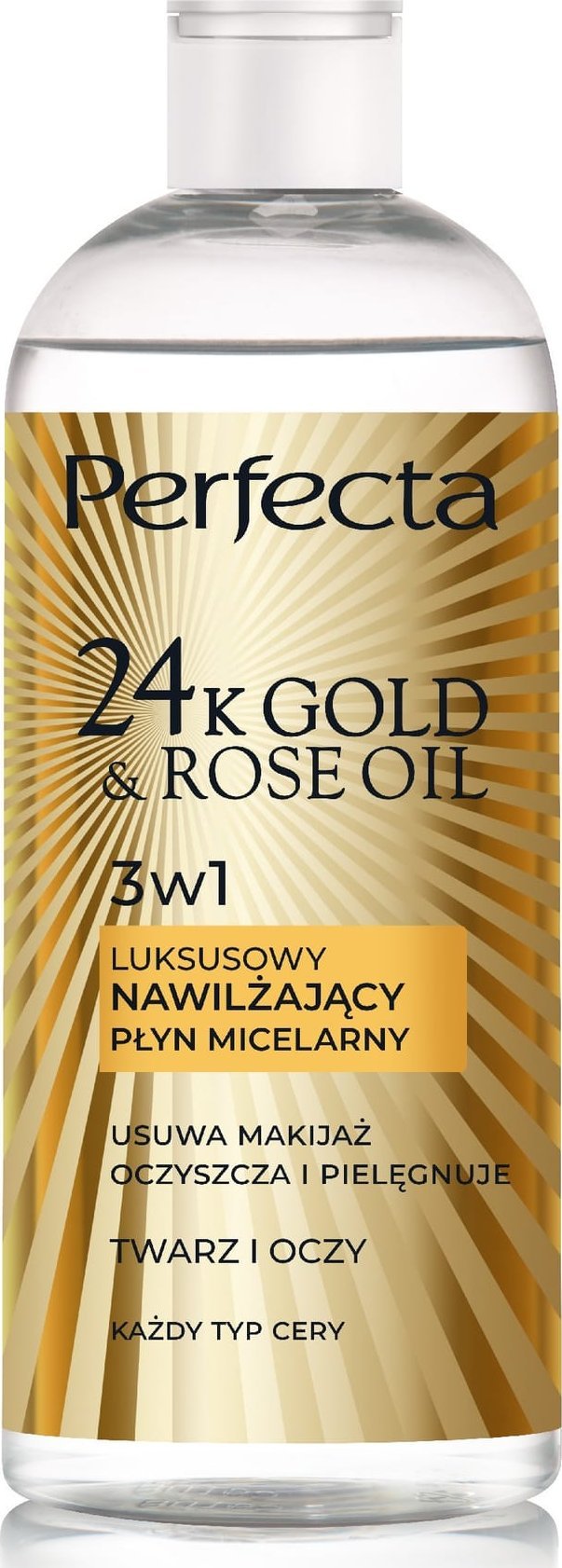 Perfecta 24K Gold & Rose Oil Luksusowy nawilżający płyn micelarny 400ml
