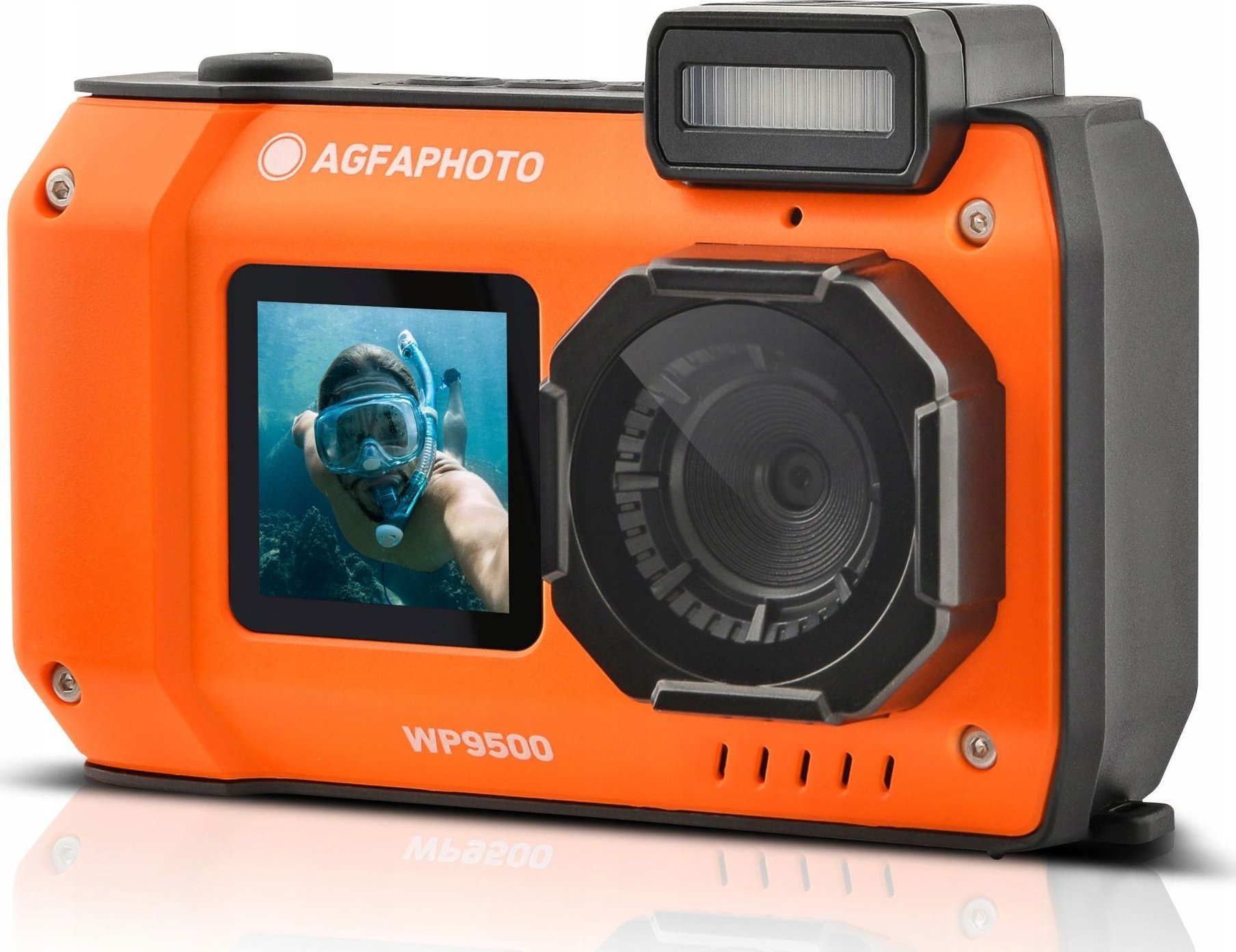 Aparat Podwodny Wodoszczelny 7m 24mp 4k 2x Lcd 18x Zoom / Agfaphoto Wp9500 Pomarańczowy