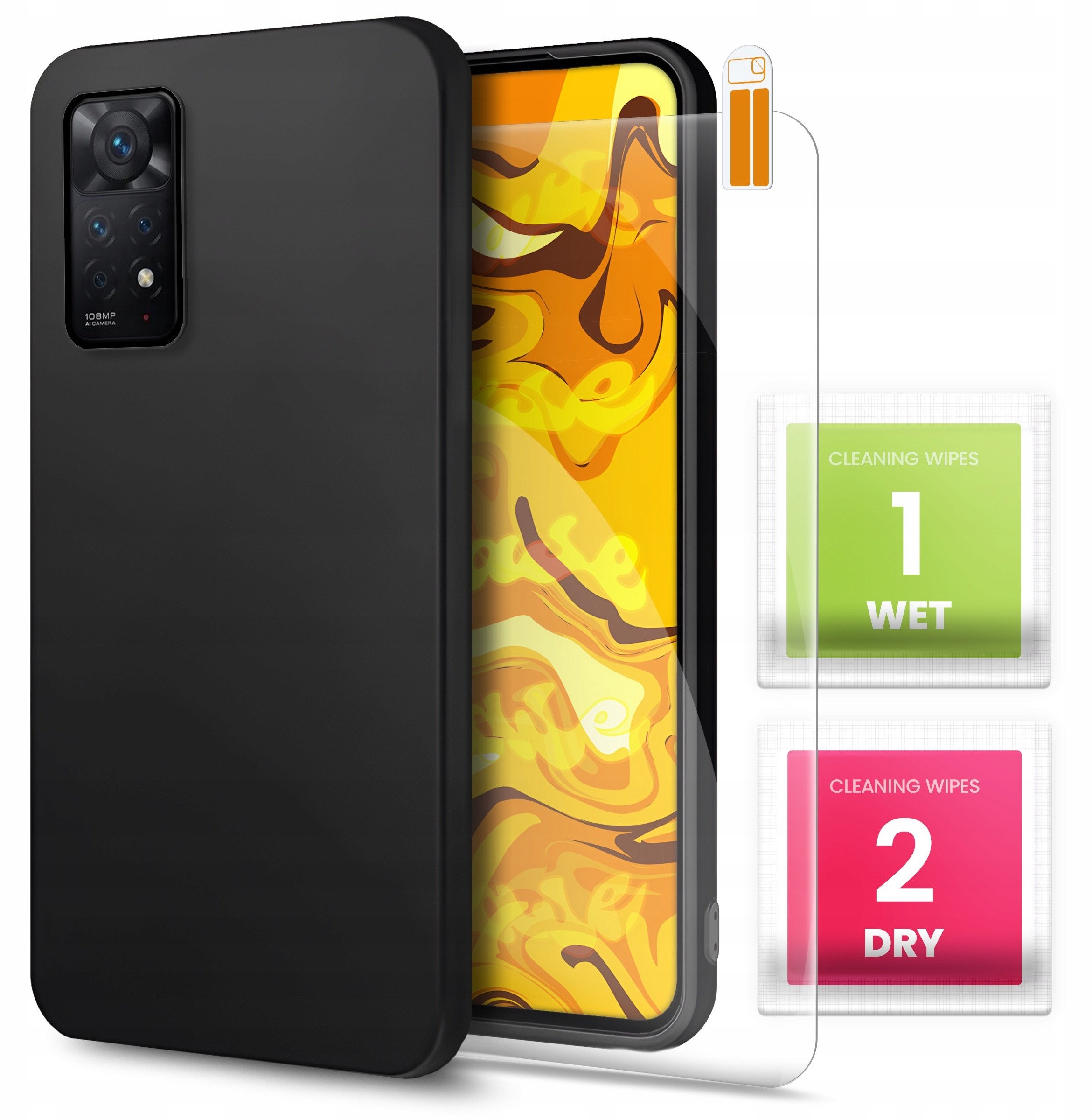 Etui do Redmi Note 11 Pro 4G / 5G / 12 Pro 4G (Czarne, Silikon) Szkło 9H