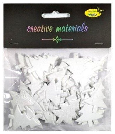 Choinki z pianki brokatowej białe ok 60szt