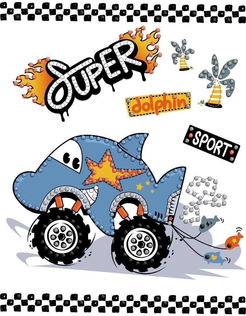 Diamentowa mozaika - Samochód delfin 15x20cm