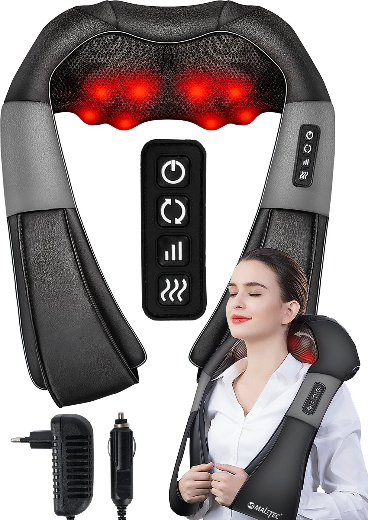 Maltec Masażer Do Szyi Karku Ciała Stóp Pleców Shiatsu Pas Masujący Grzejący